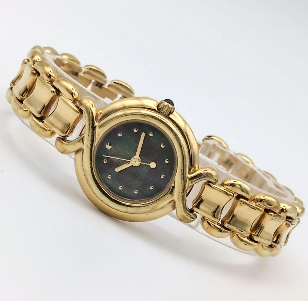 FENDI 700L Watch Gold Shell Dial Quartz 26.1mm 16cm Leather Band Vintage