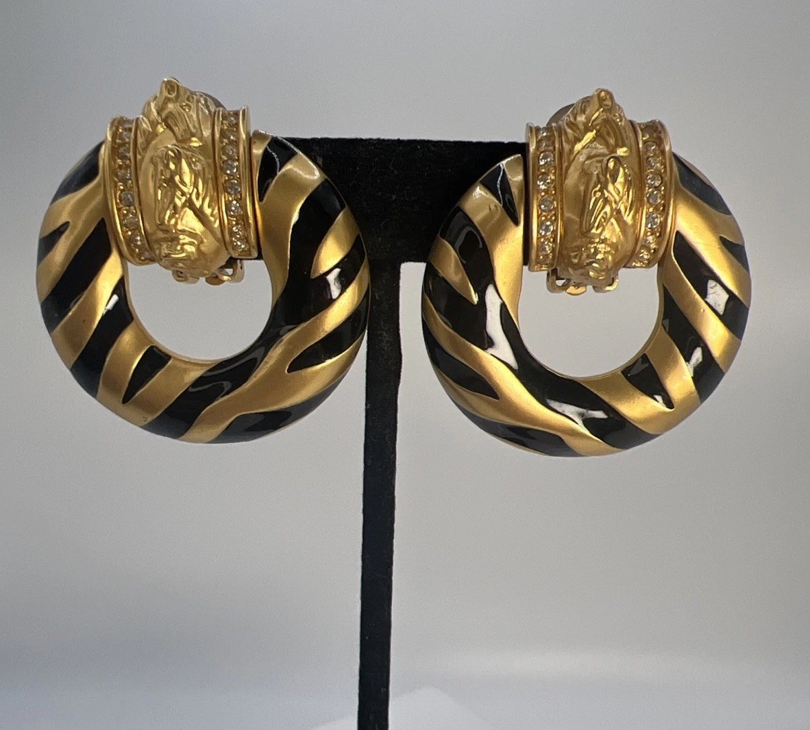 Elizabeth Taylor For Avon Zebra Stripe Collection Earrings 1994 Vintage