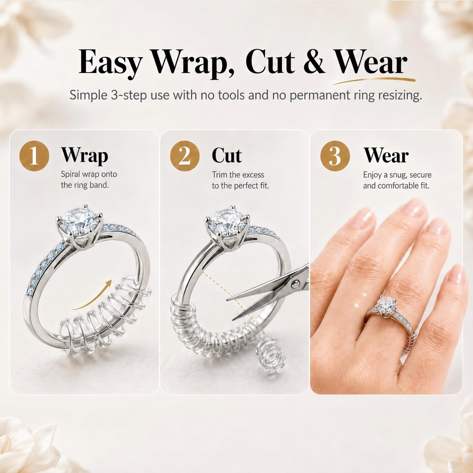 Ring Sizer Adjuster for Loose Rings 12 Pack Invisible Ring Guards Clear 12 pc