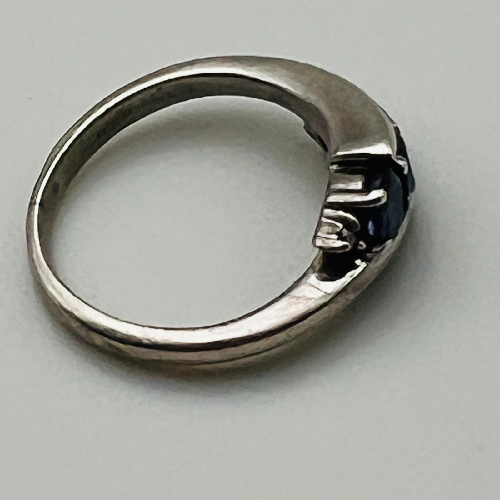 Vintage Blue Stone Bypass Ring Size 6 Sterling Silver Modern Twist Style 925