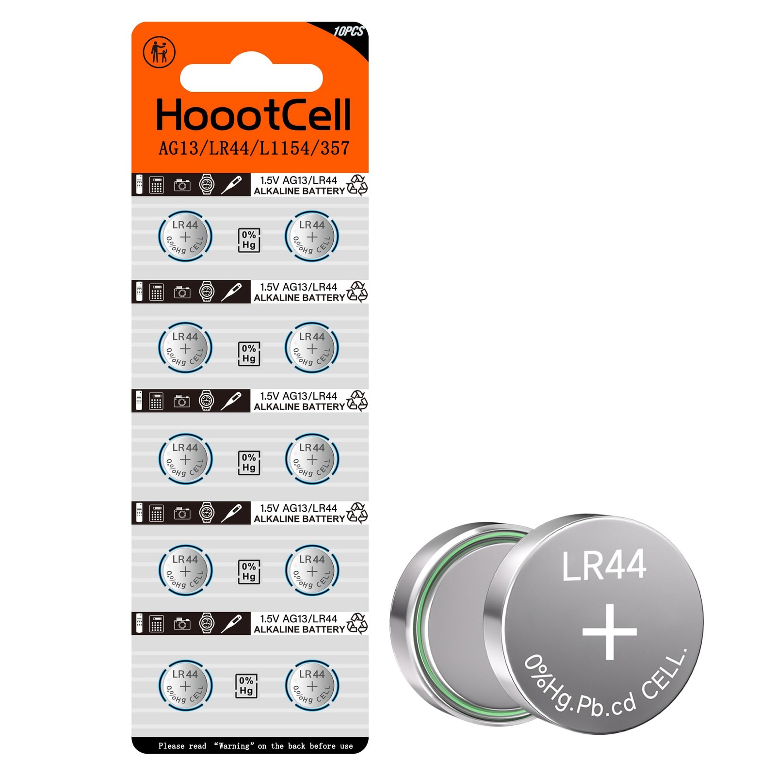 HoootCell L1154f Batteries LR44 AG13 Battery L1154 SR44SW SR44 357…