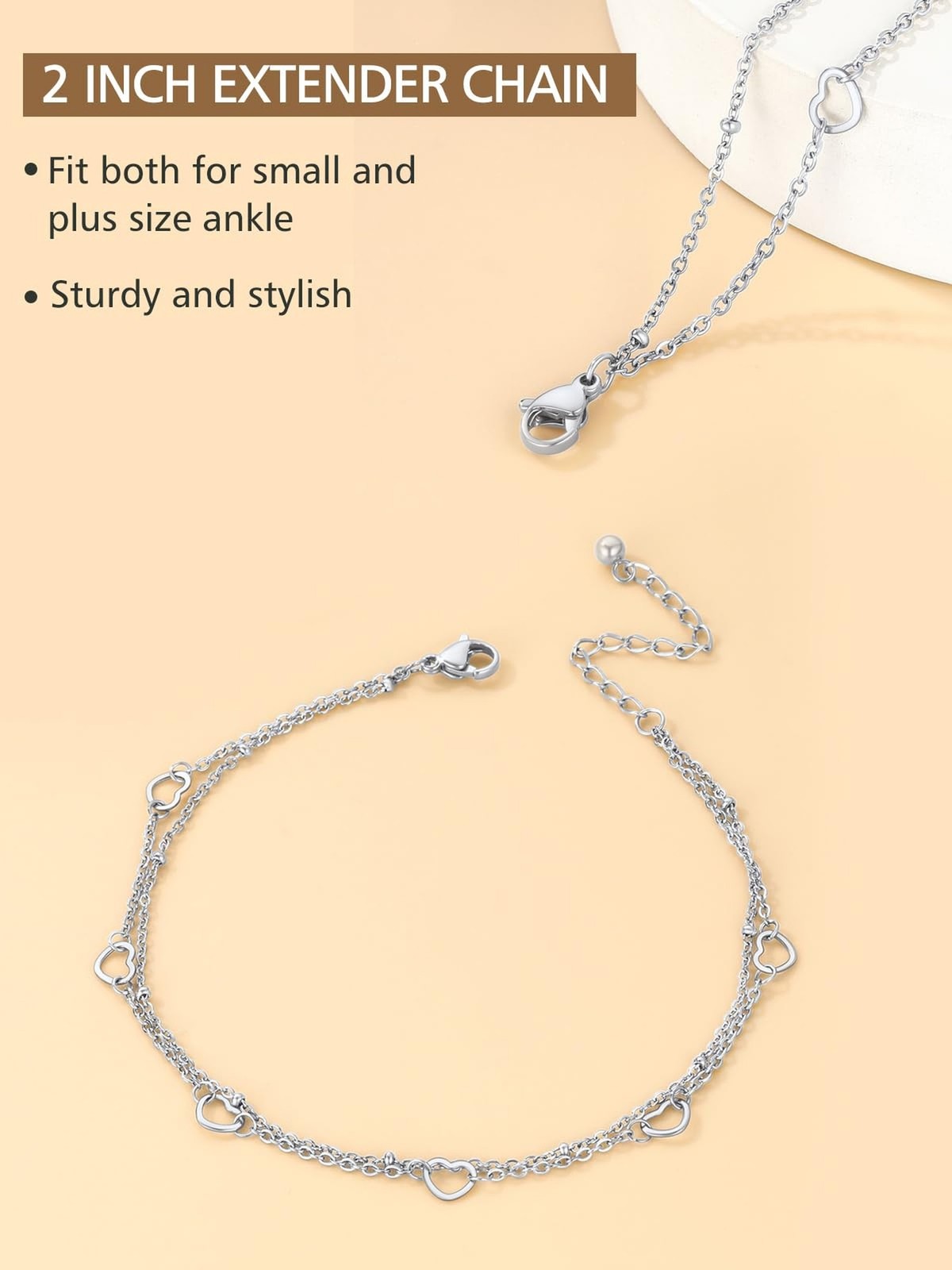 FindChic Black/Silver/Gold Plated Anklets Set of 2PCS/3PCS Herringbone Chain …