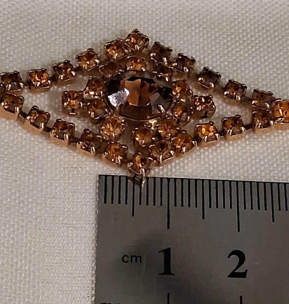 Vintage ArtDeco Style Topaz Amber Color Rhinestone Cocktail Tennis Bracelet