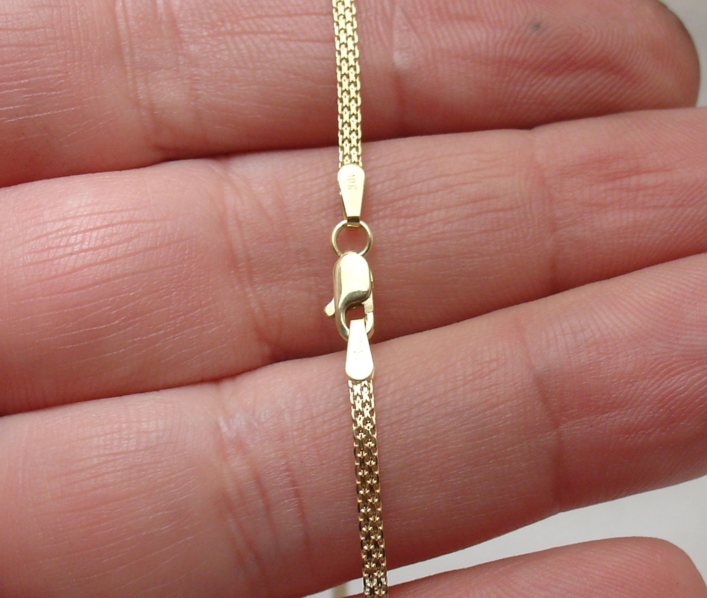 10″ Cute Bizmark Bismark Chain Ankle Bracelet Anklet Real Solid 10K Yellow Gold