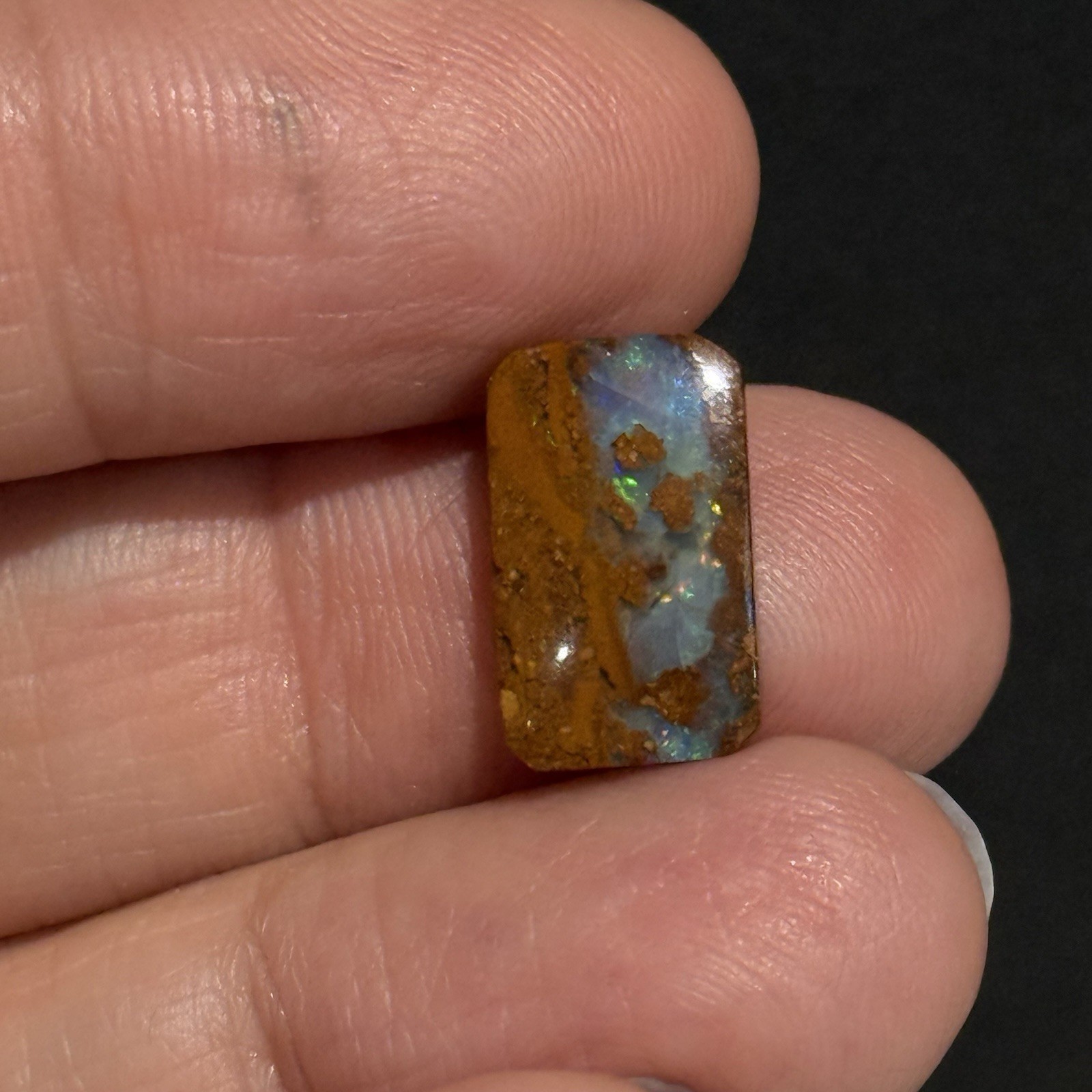 4.65ct 14.2×8.7x4mm Australuan Koroit Boulder Opal Cabochon Ring Gem