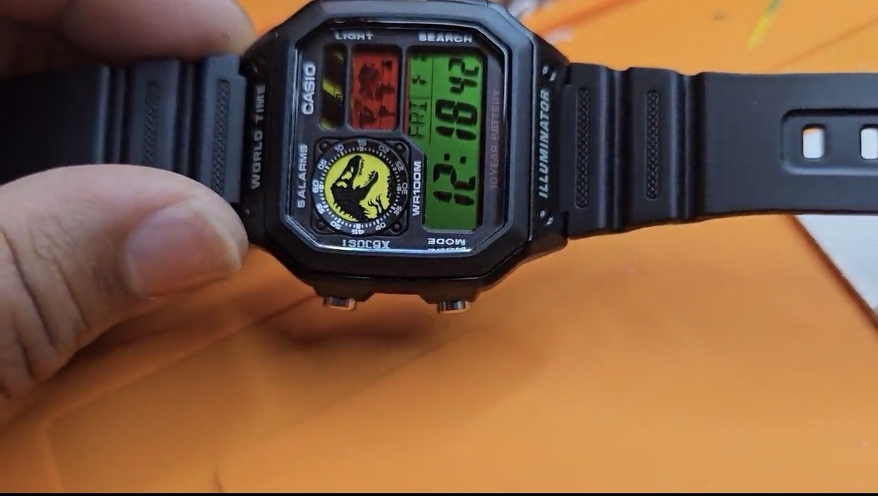 “Jurassic” – REBIRTH | 🦖🔴🟡 | Custom CASIO AE-1200WHD | Royale | Watch MOD
