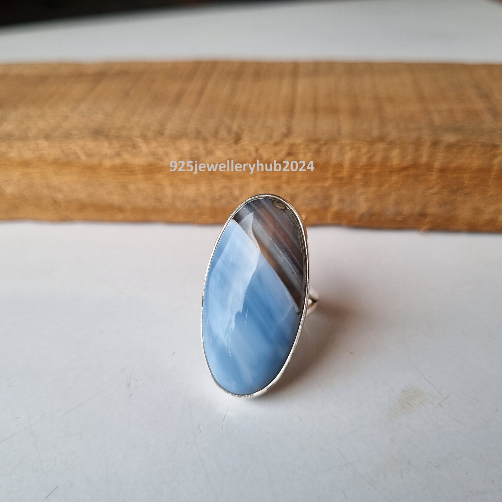 Owyhee Blue Opal Gemstone Ring 925 Sterling Silver Anniversary Gift Ring PG6622