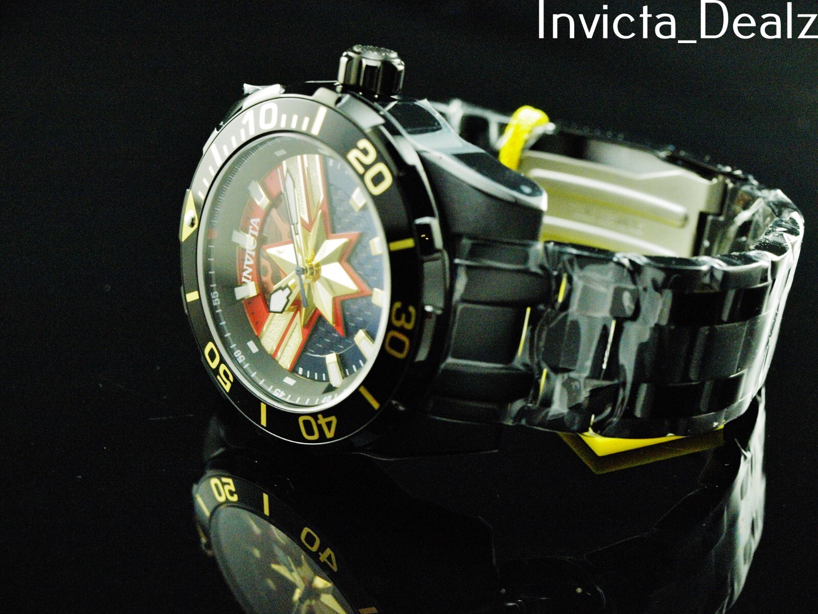 Invicta Men 52mm Limited Edition BOLT CAPTAIN MARVEL Automatic Black SS Watch