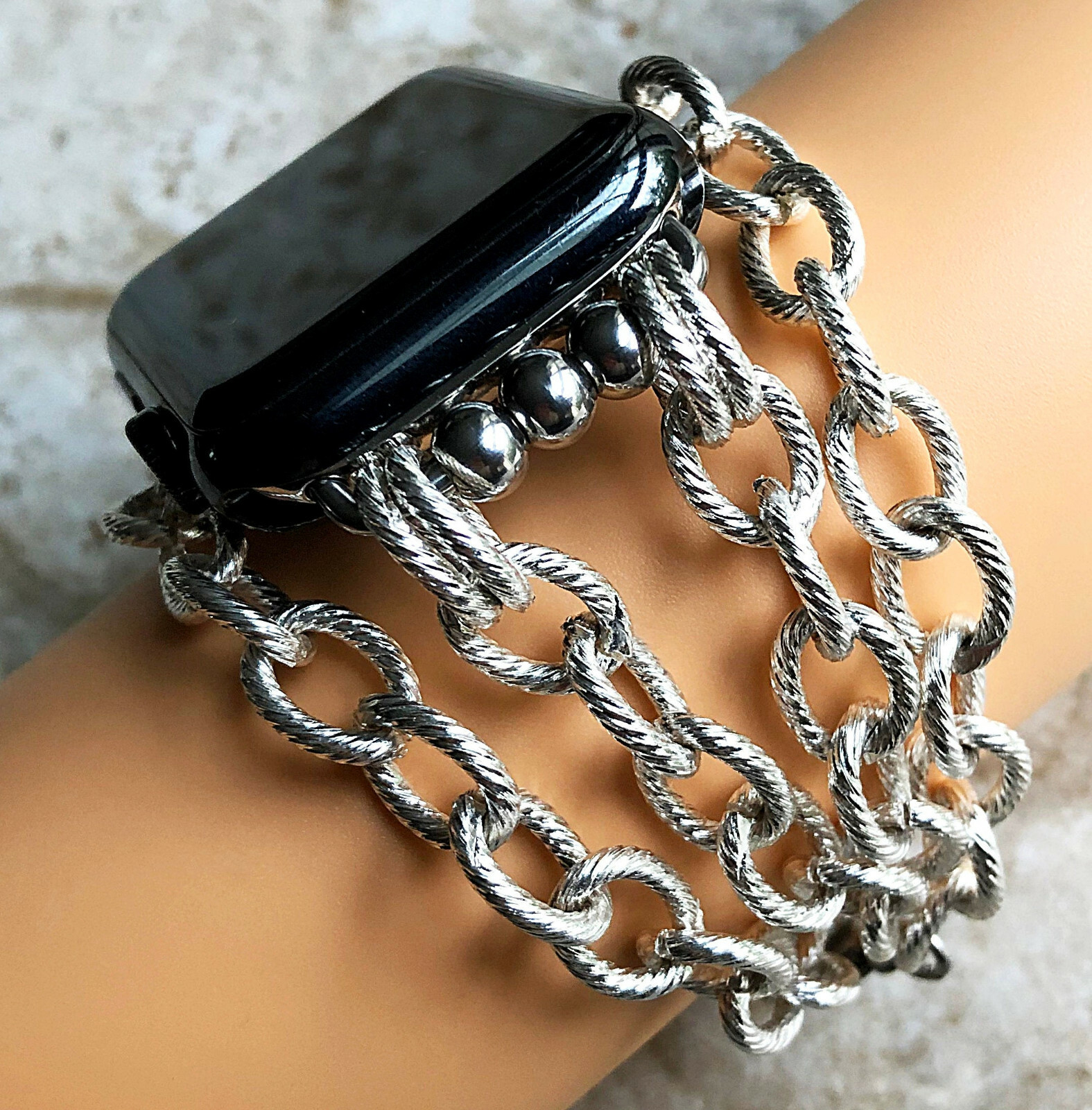 Twisted Wire Pattern Chain Link Band Apple Watch Ultra 3 2 1, 11 10 SE 3 Series