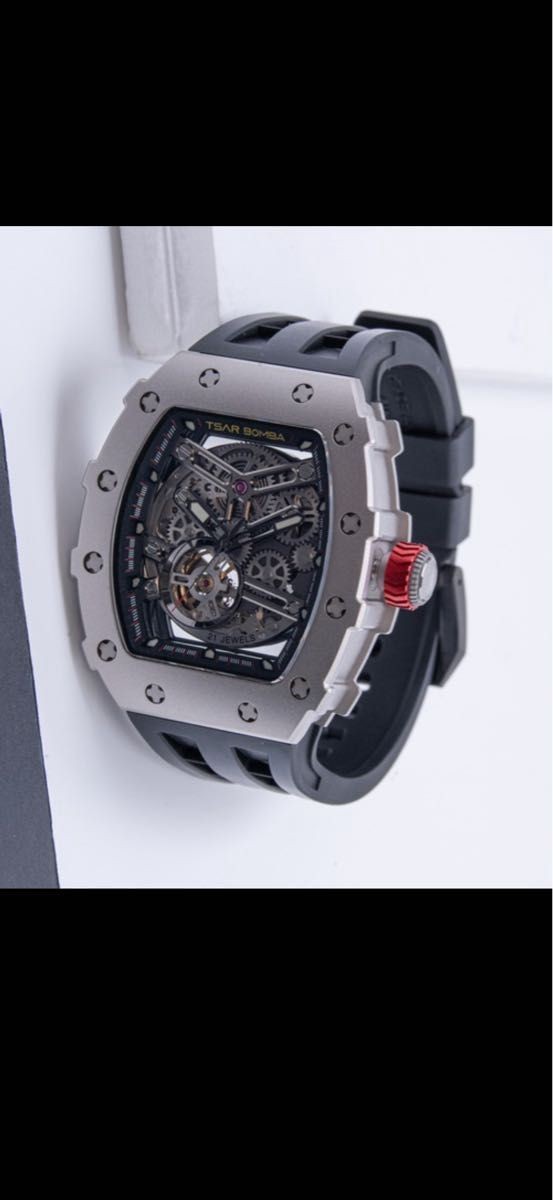 TSAR BOMBA Elemental TB8208T-02-BK Titanium Skeleton Automatic Tonneau Watch