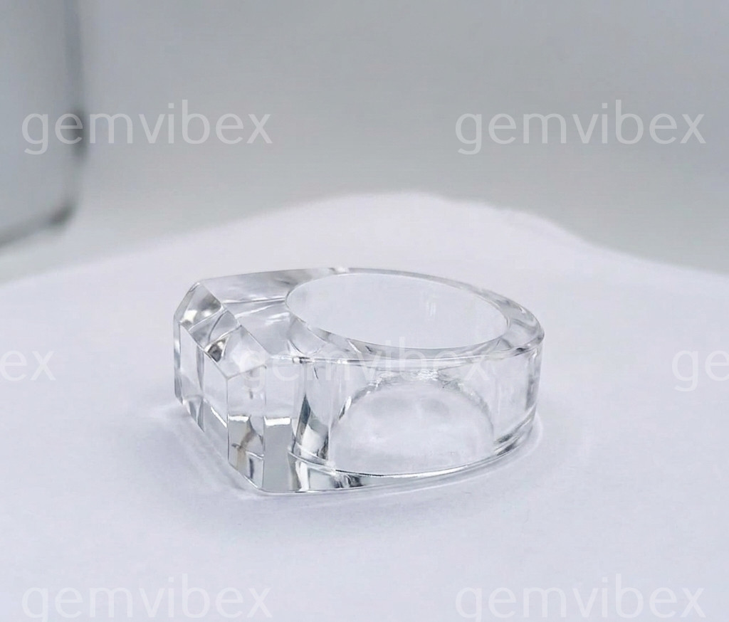 Crystal Quartz Faceted Ring Full Stone Statement Ring Anniversary Gift Jewelry