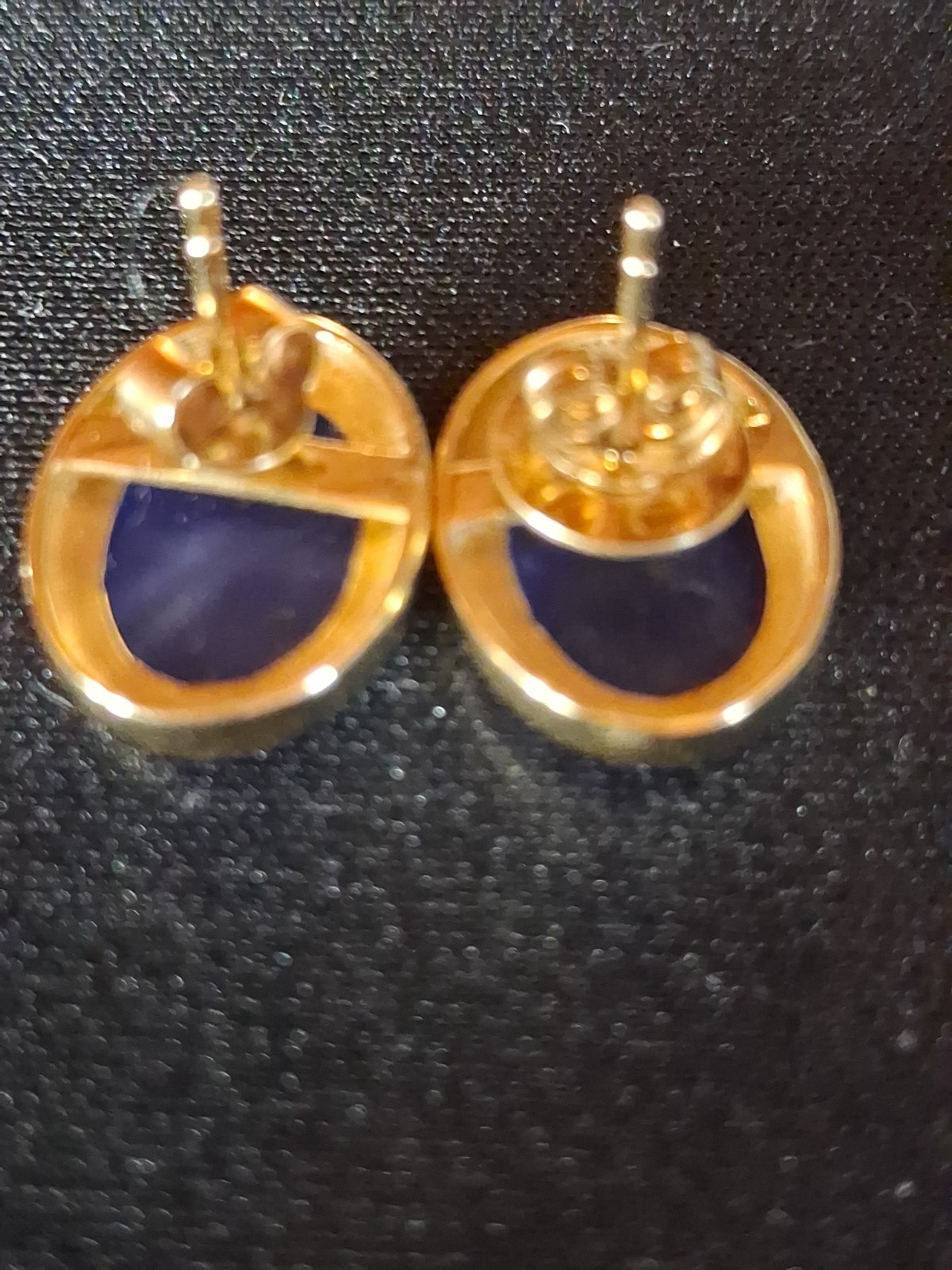 Lapis Lazuli Gold 585 Stud Earrings – Royal Blue AAA – Vintage ~60s