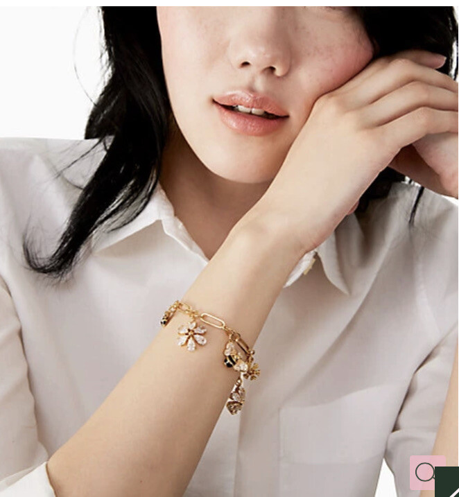 Kate Spade New York 12K Gold Plated Metal All abuzz stone bee charm bracelet