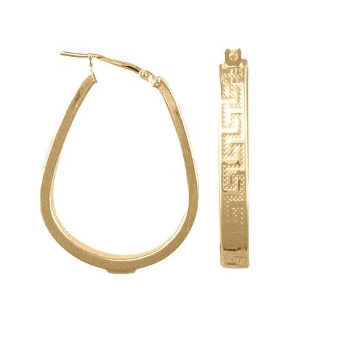 Hoop Earrings Sterling Silver 14K Gold Plated Greek Key Womens Jewellery