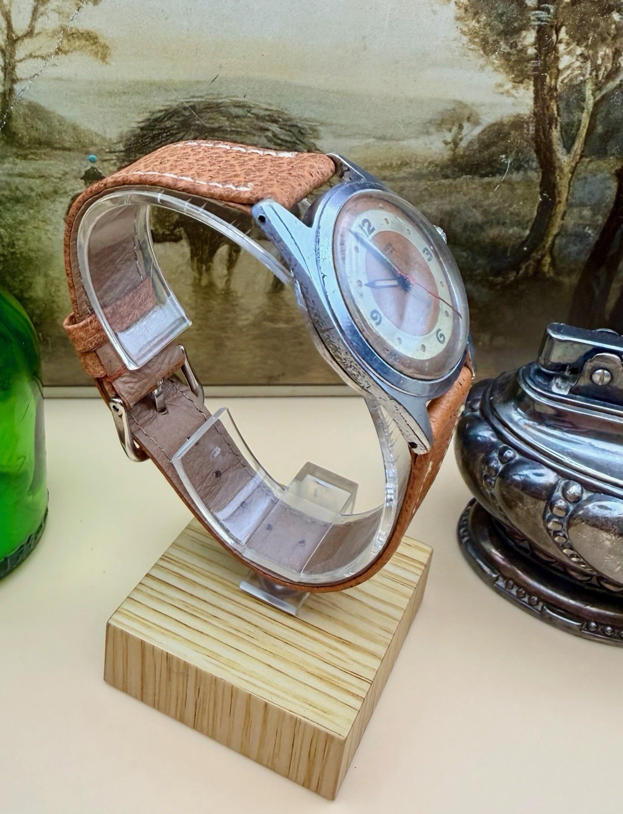 Rare Vintage Men’s BANNER MARITIME, 31mm, Bullseye Copper Dial, Runs Great!