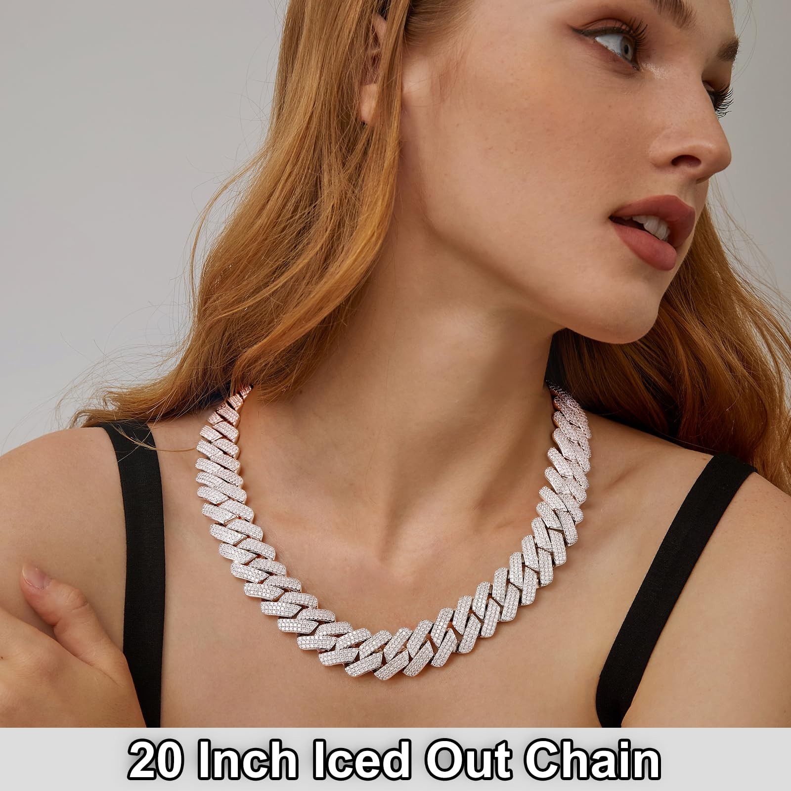 Ucciyo 20MM Cuban Link Chain for Men Iced Out Chain 18K Gold Plated 5A+ Zicron