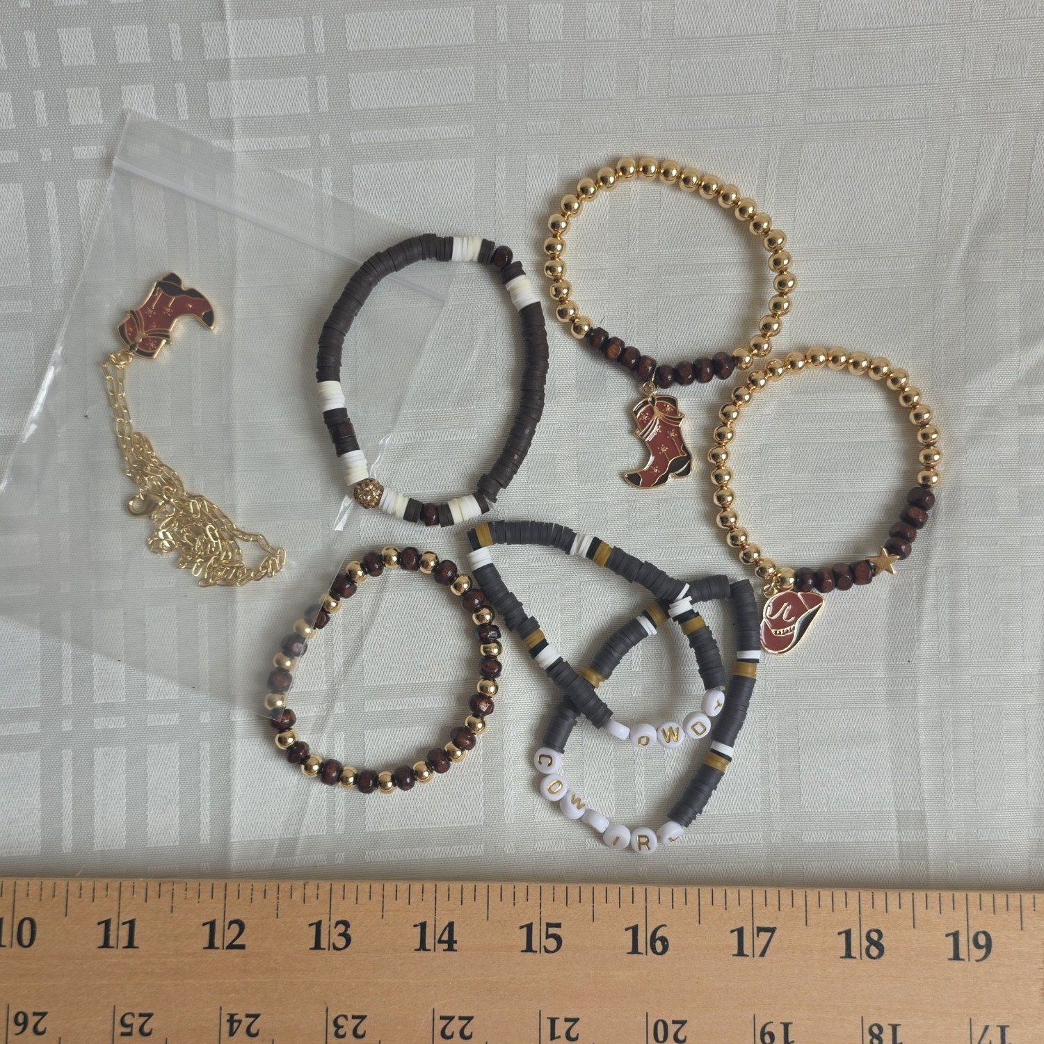 7pc Mixed Jewelry Lot Bracelets Necklace Pendant Gold Brown Black White Metal