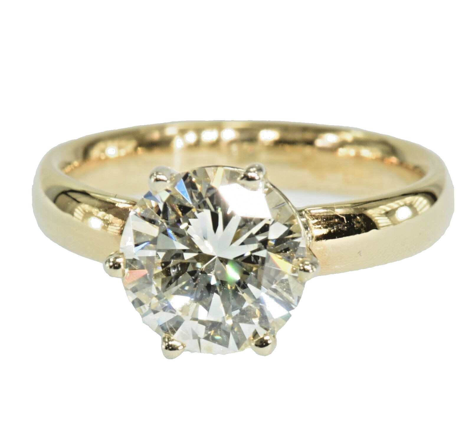 GIA Certified 2.96 Ct. Natural Diamond Vintage 6 prong Solitaire 14k Gold Ring