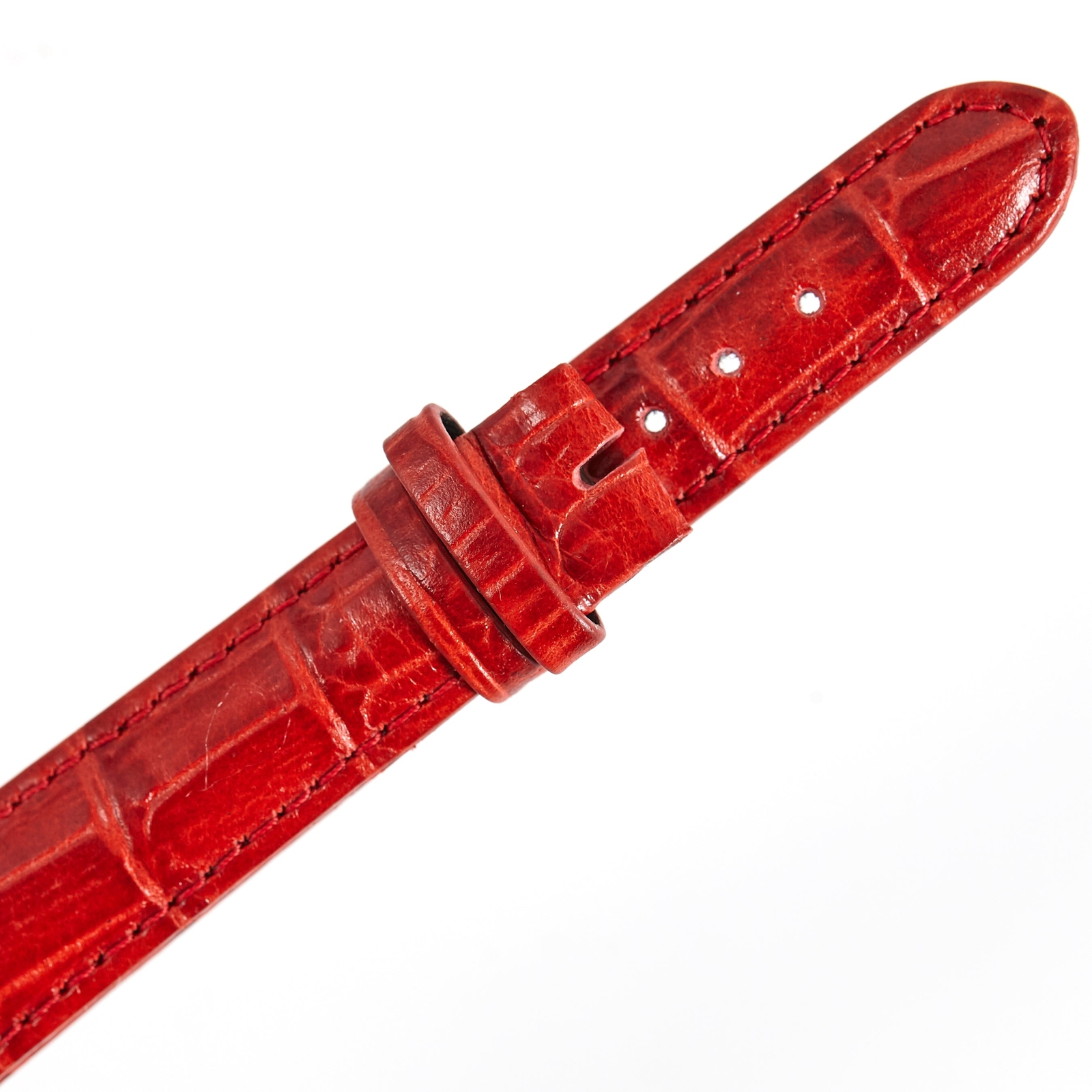 Ecclissi 15mm x 13mm Red Alligator Grain Strap notched with attachments 22340
