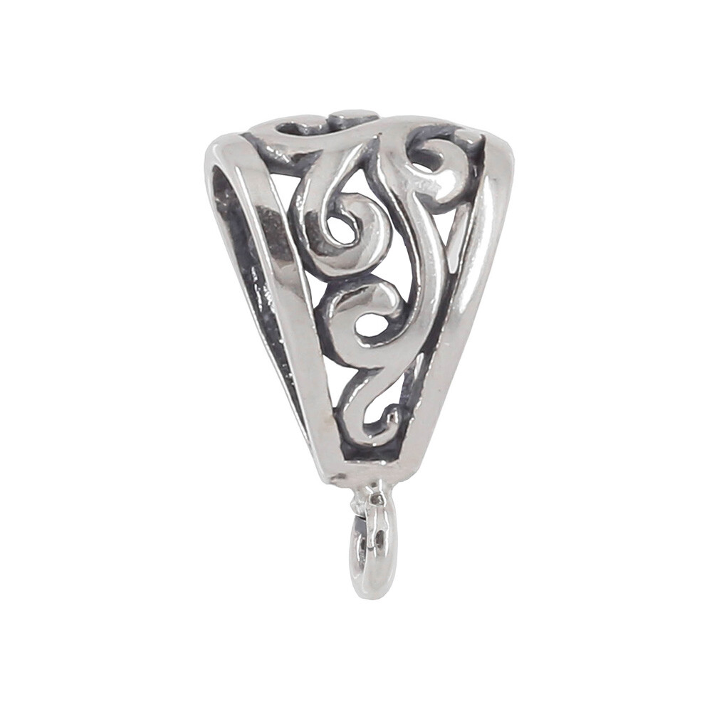 Large Oxidized Sterling Silver Slider Pendant Clasp Bail Connector #97201