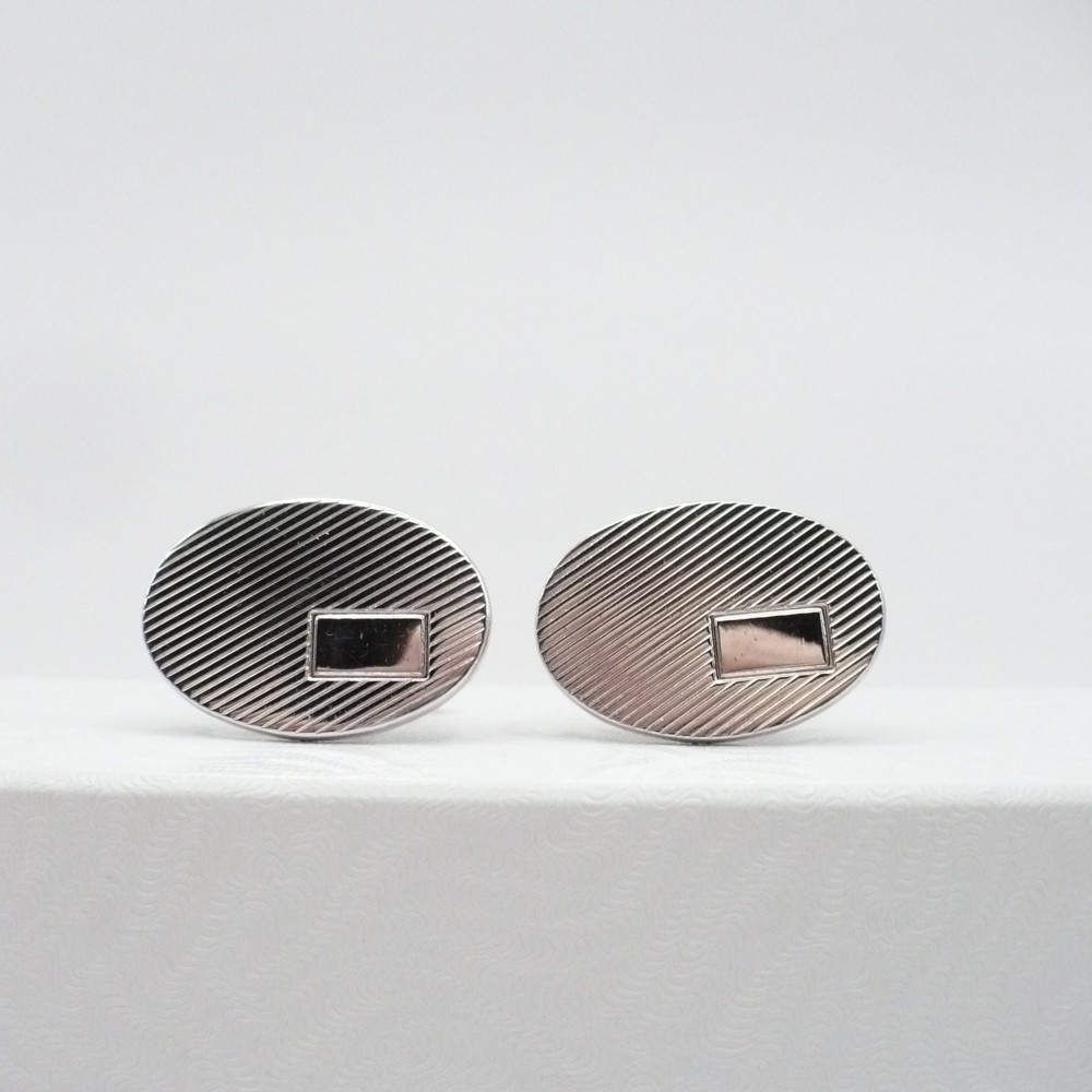 Mid-Century Cufflinks With Blank Cartouche For Engraving