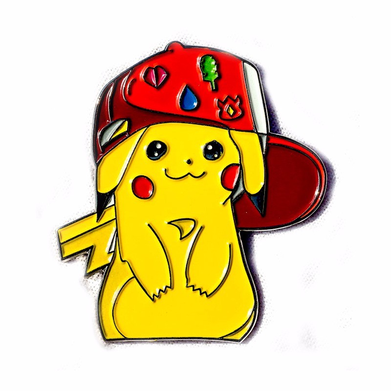 Pikachu with Gym Badges Pokemon Nerdy Video Game TV Enamel Heady Lapel Pin Badge