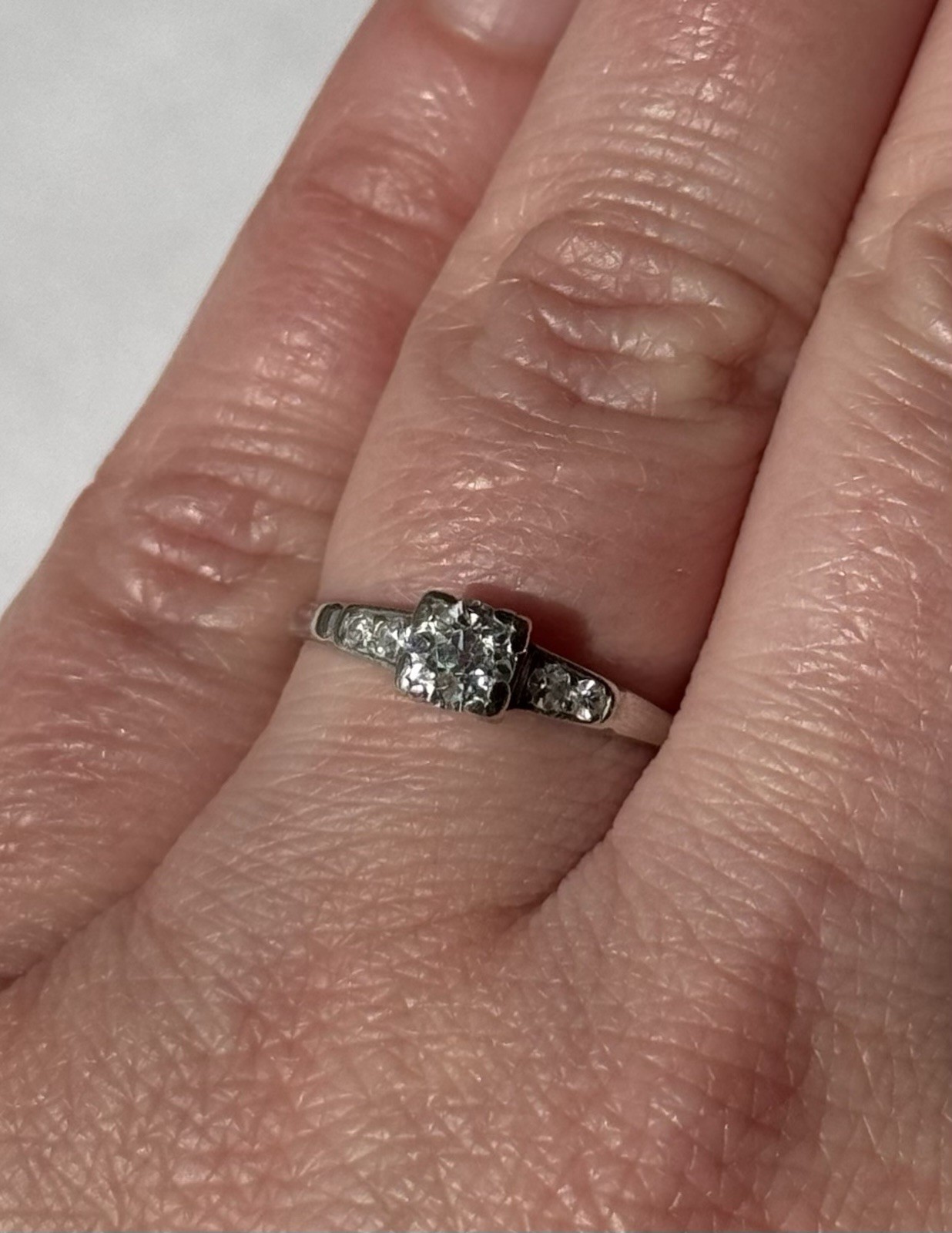 Antique 900 Platinum Victorian Old Mine Cut Diamond Solitaire Ring 0.57 ctw