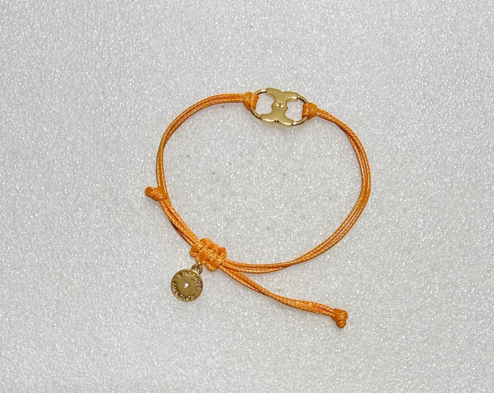 TORY BURCH GoldTone,Orange Cord Logo Charm Adjustable Embrace Ambition Bracelet