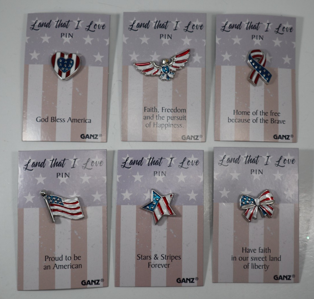 WTOP Bow Have faith sweet land liberty LAND THAT I LOVE patriotic tack pin Ganz