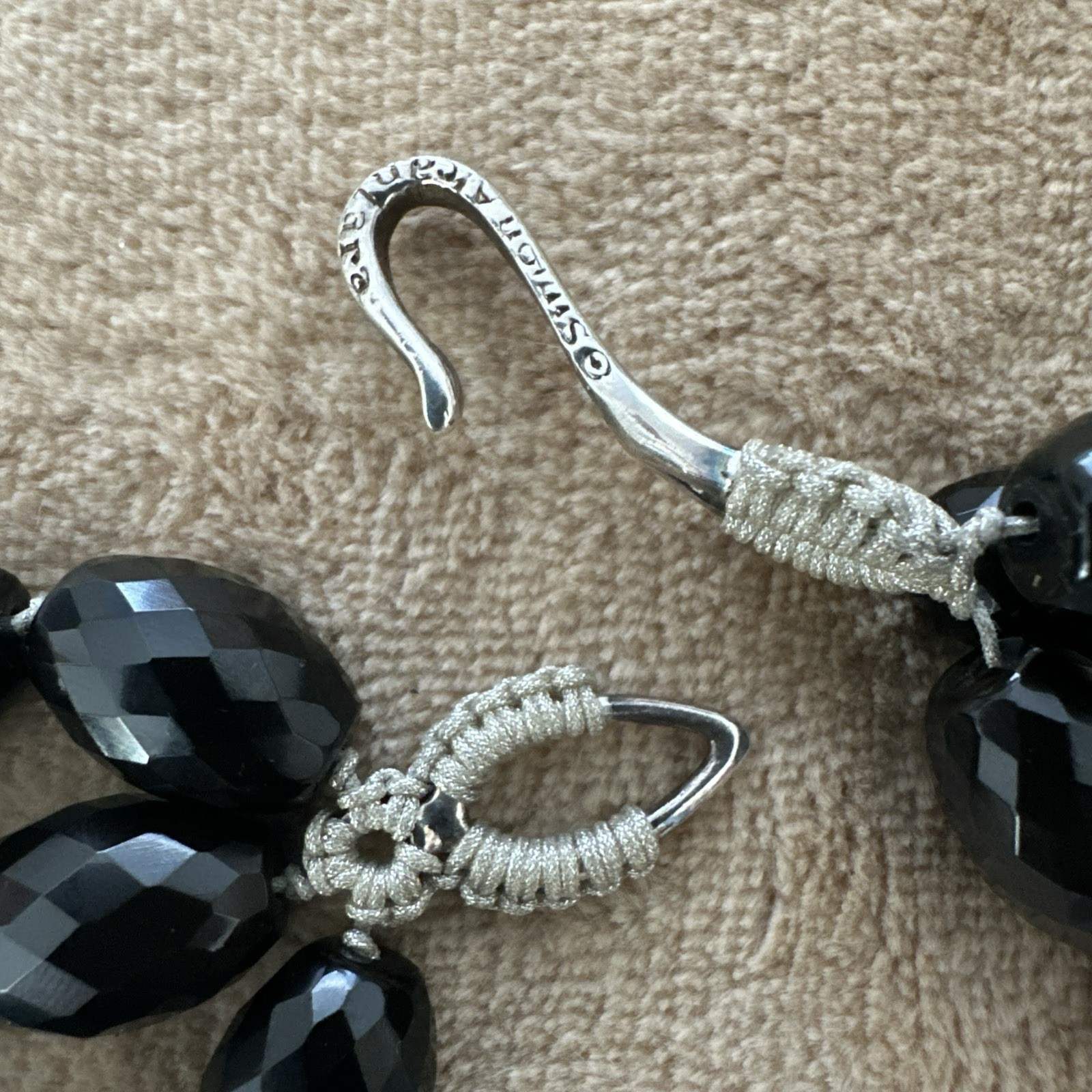 Simon Alcantara Faceted Black Bead Cube Quartz Clear Strand Statement Necklace