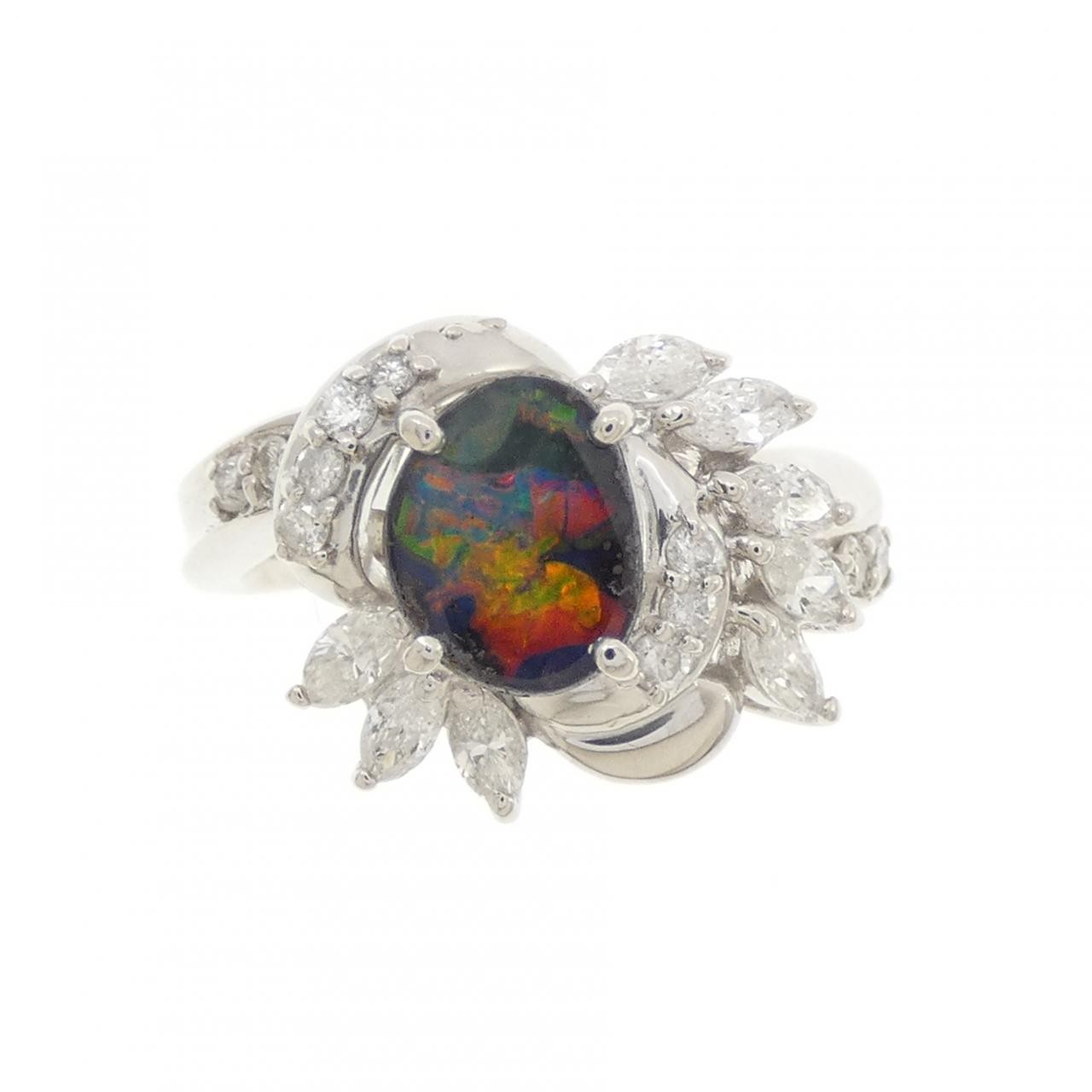 Authentic PT900 Boulder Opal Ring 0.98CT #230-000-556-2359