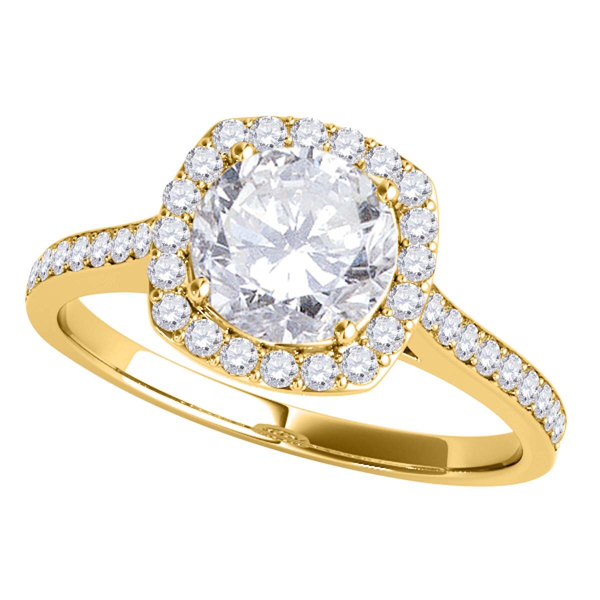 Diamond Halo-Engagement Ring 0.50 Carats 14k Yellow Rose White Gold Jewelry Gift