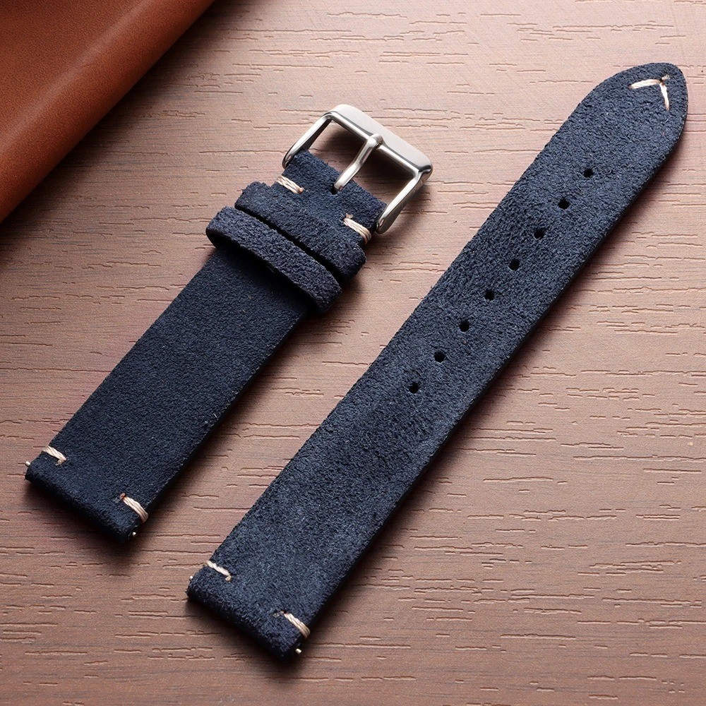 18 19 20 21 22 MM Soft Suede Leather Vintage Strap Watch Band Quick Release
