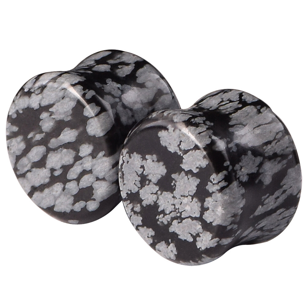 1 Pair Black Stone Double Flare Saddle Ear Tunnel Plugs Gauges Expander