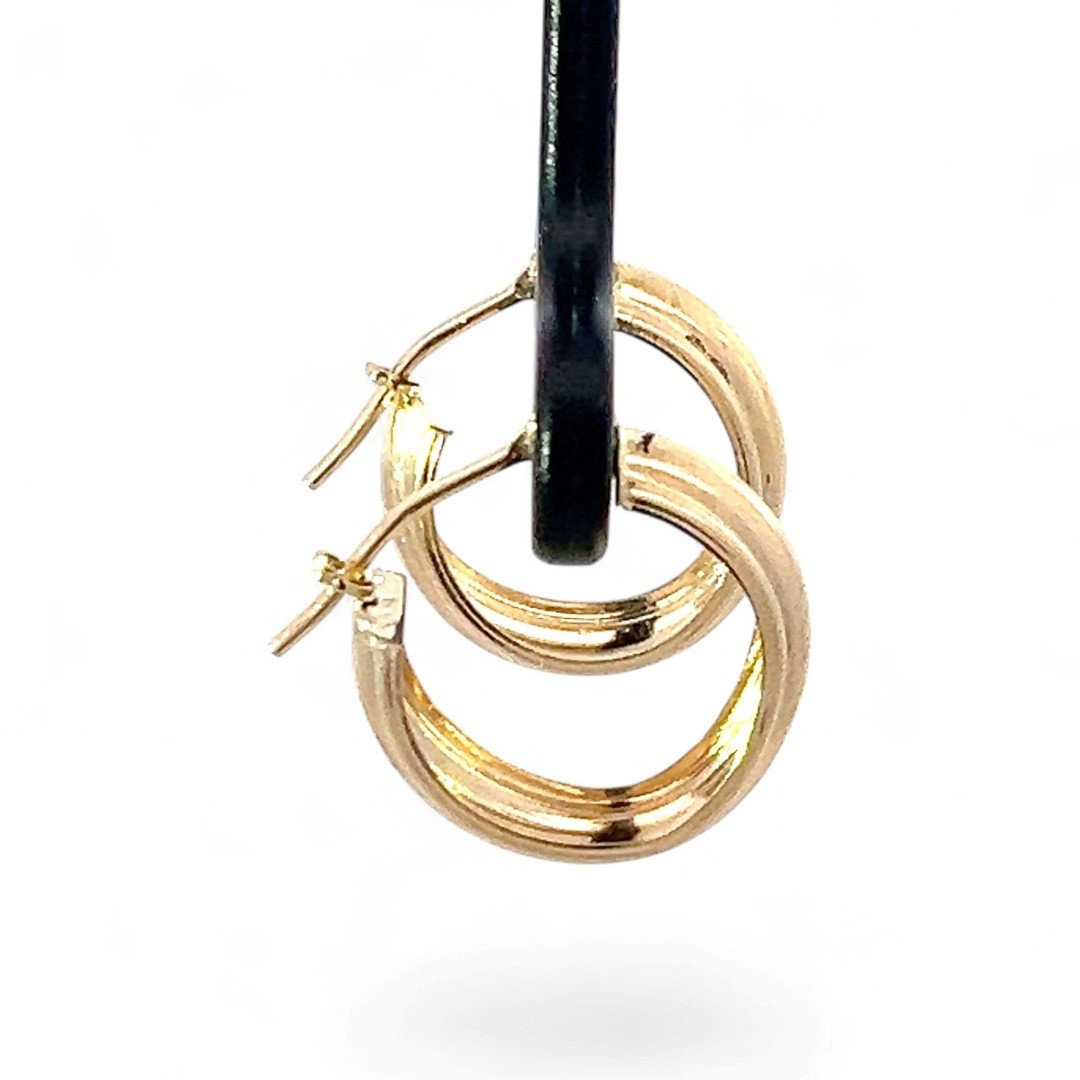 14k Yellow Gold 13.7mm Wide Hoop Earrings with Hinged Backs (KS1027812)