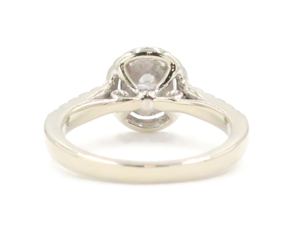 Double Halo 0.65 Ctw Oval & Round Diamond 14KT White Gold Engagement Ring 3.29g