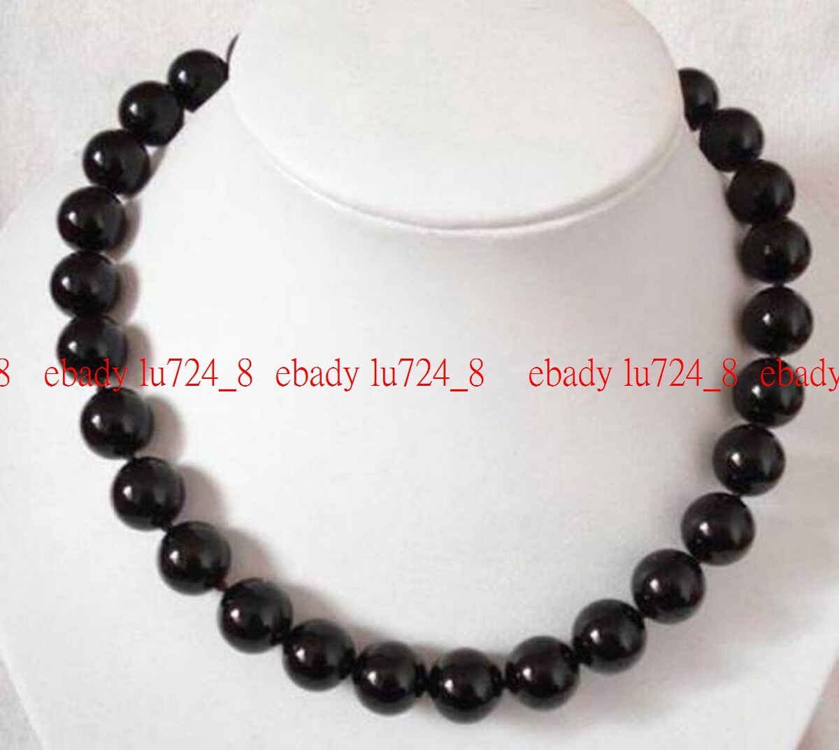 Natural Charm 8mm Black Agate Gemstone Round Beads Chain Necklace 18 Inches