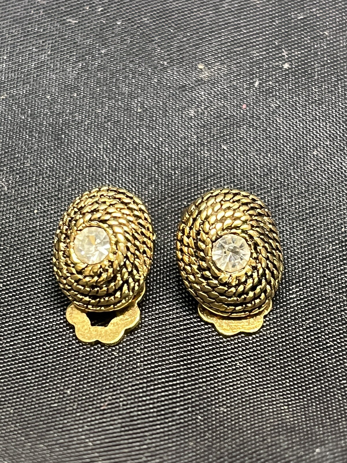VINTAGE GOLD TONE CLIP ON STUD EARRINGS .50”