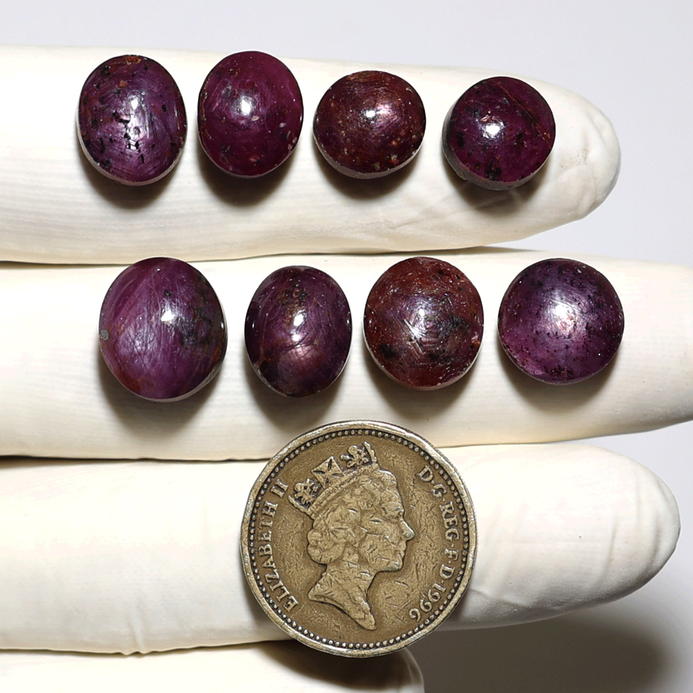 8 PC Cosmic Glow Star Ruby Cabochons – Silky Red Asterism – 10.6mm-13.5mm Parcel