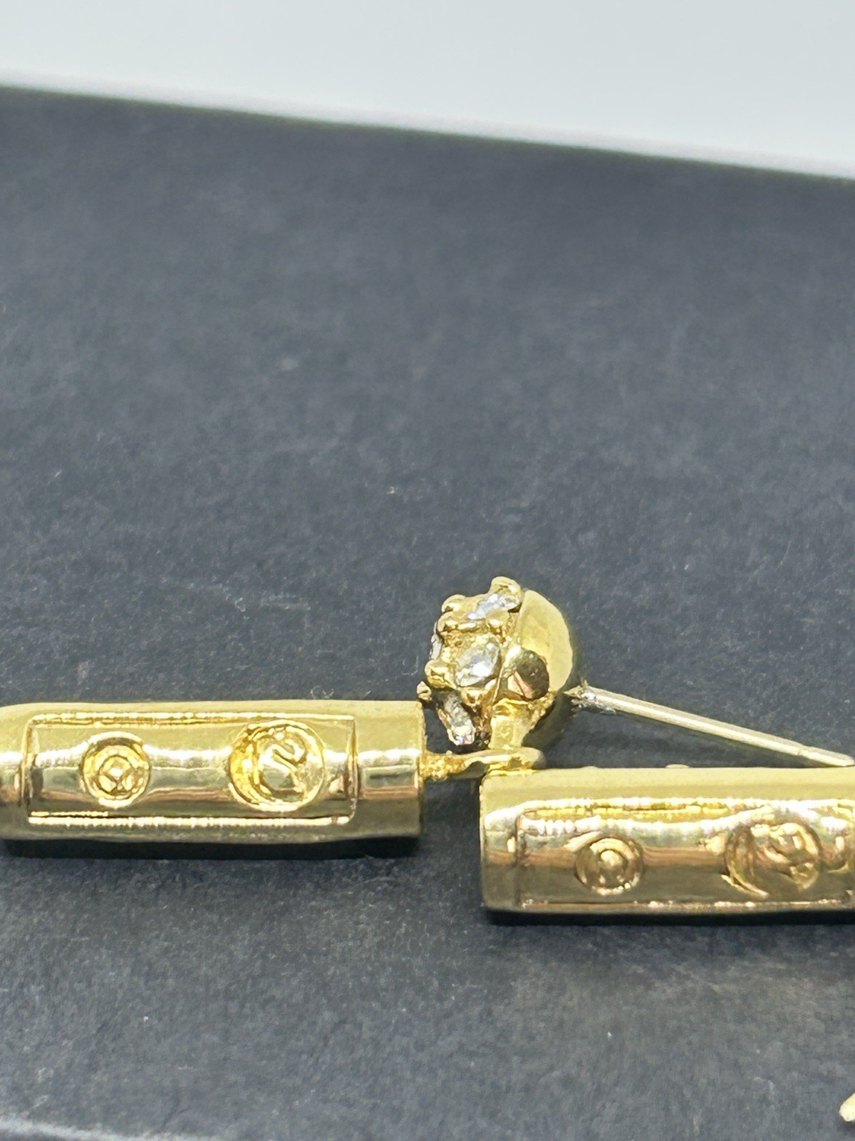 Swarovski Gold Tone Crystal Bar Drop Earrings Pavé Ball Stud Swan Logo