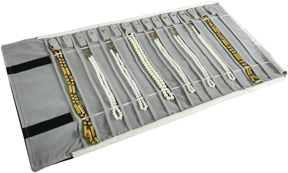 Portable Jewelry Roll Untangled Secure Necklace Travel Storage Bag Displays H…