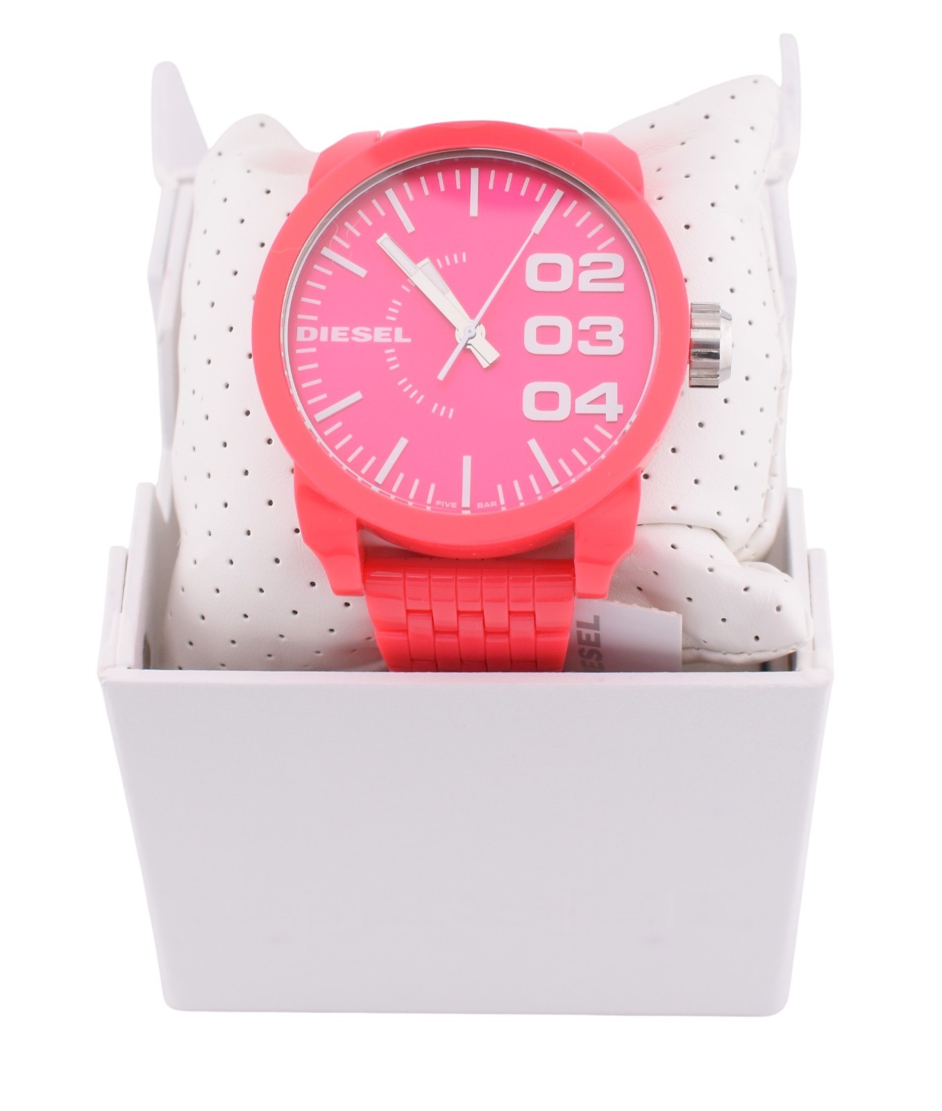 Diesel Oversized 57mm Pink Dial Pink Plastic Strap Unisex’s Watch DZ1573 New