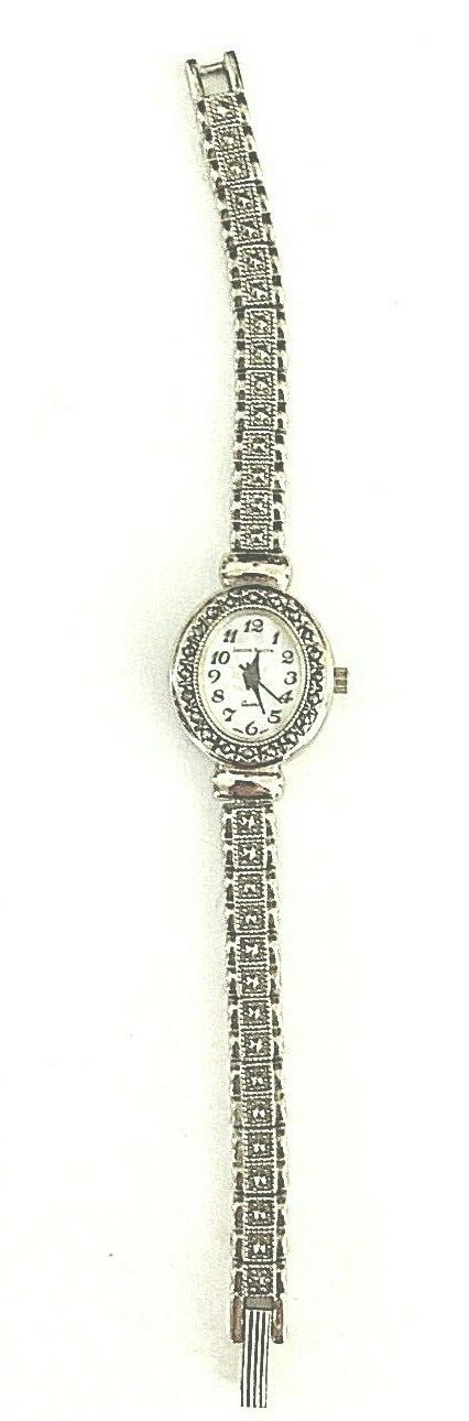 JACLYN SMITH LADIES QUARTZ 3186 V377 WATCH MARCASITES & MOTHER PEARL FACE READ!