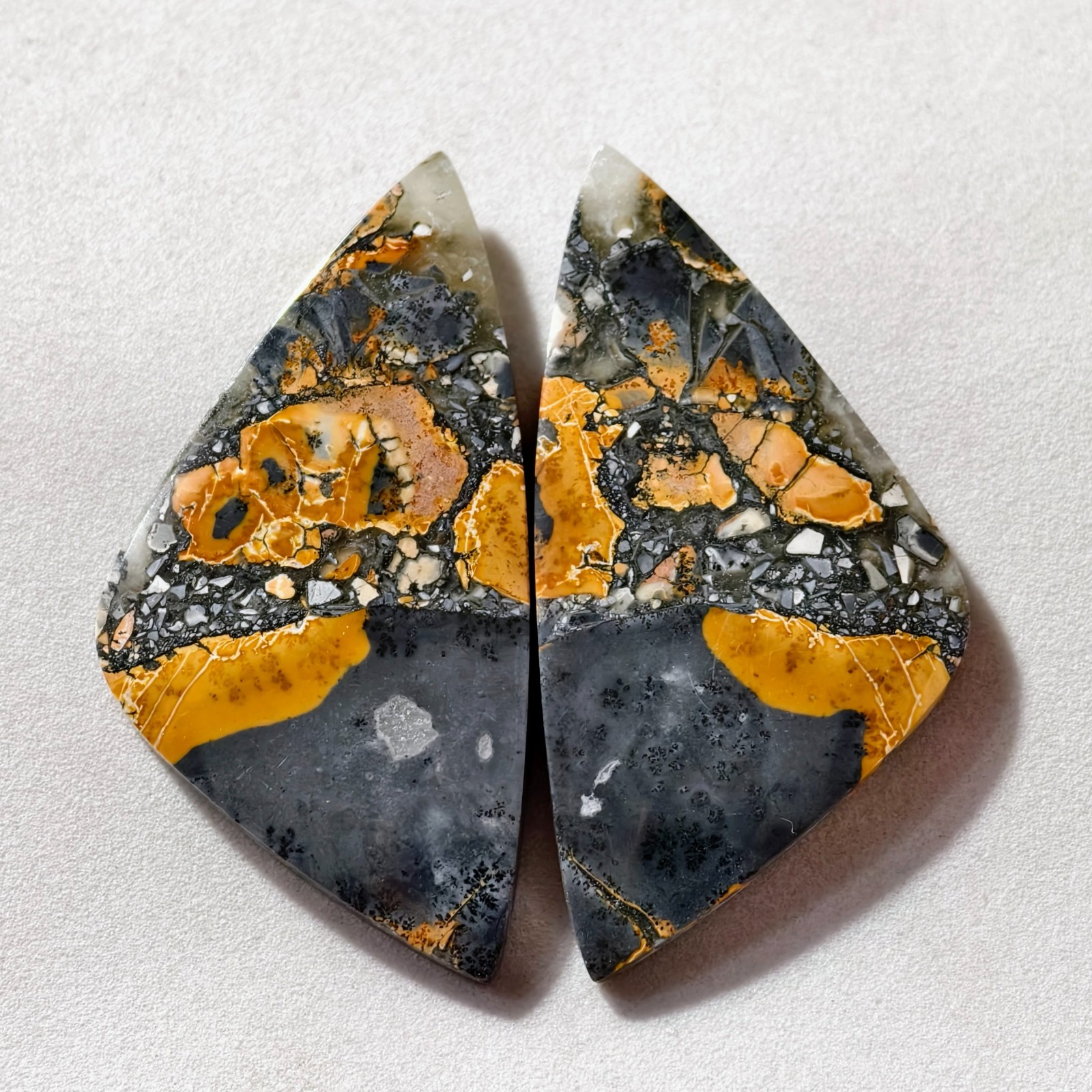 79 Cts Natural Maligano Jasper Drilled Pair Cabochon Gemstone 48 X 24.6 MM