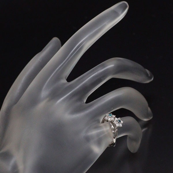 Pt900 Paraiba Tourmaline Alexandrite Diamond Ring A0.05CT T0.03CT D0.38CT Rare D