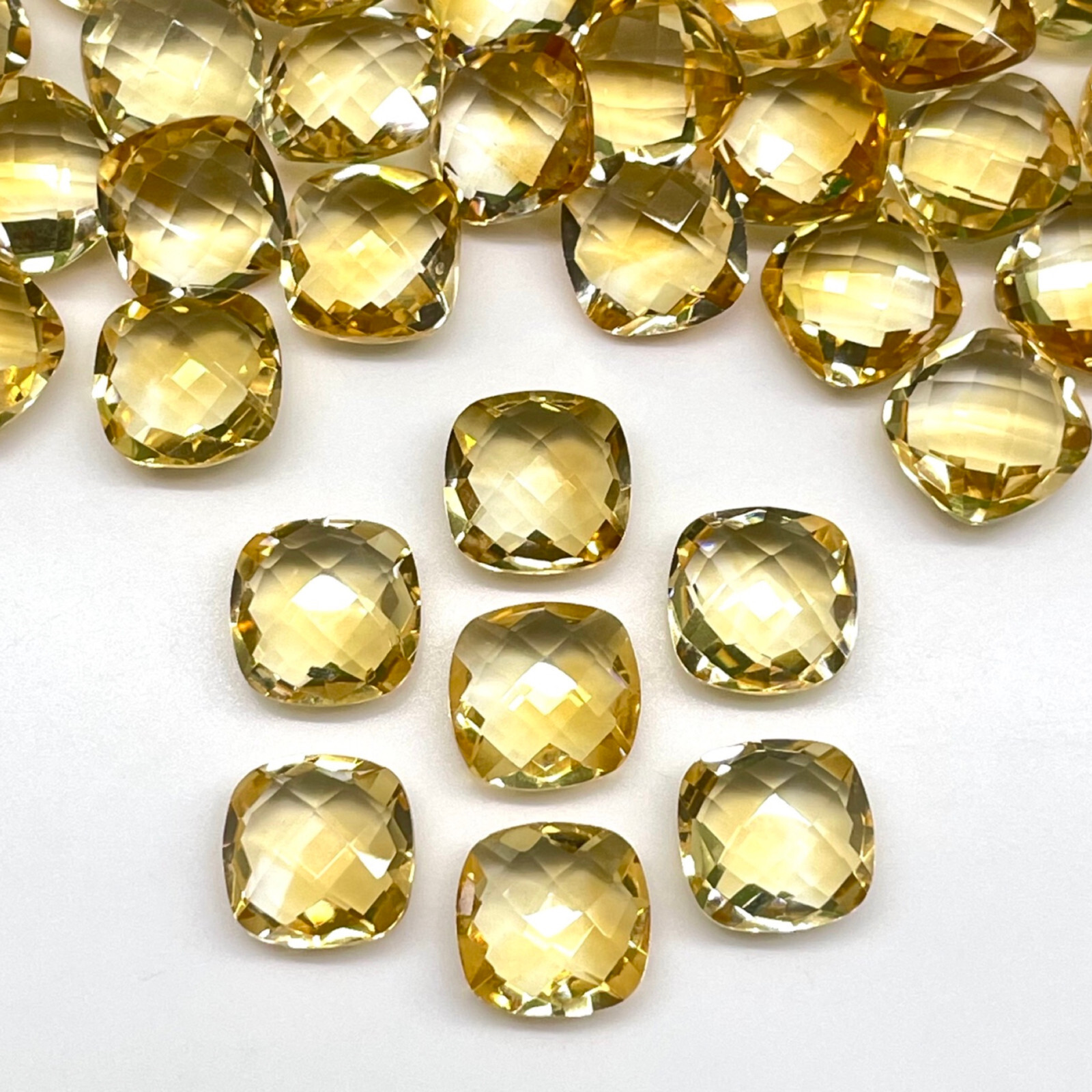 VVS 7 Pcs Natural Citrine 10mm Cushion Checker Cut Loose Gemstones Lot