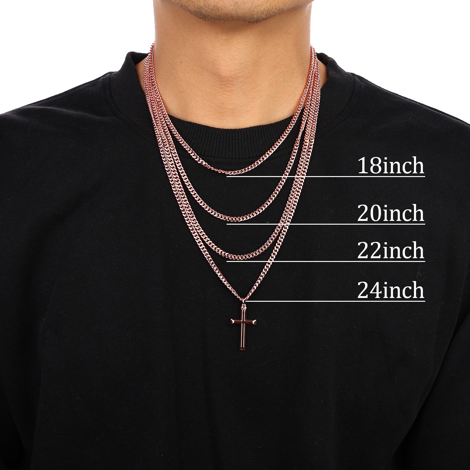 99.9% Pure Copper Cross Necklace 18, 20, 22, 24 Inch Chain Christian Pendant