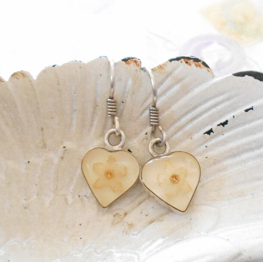 Charming Sterling Silver Dried Flowers in Resin Earrings 30Z50-8