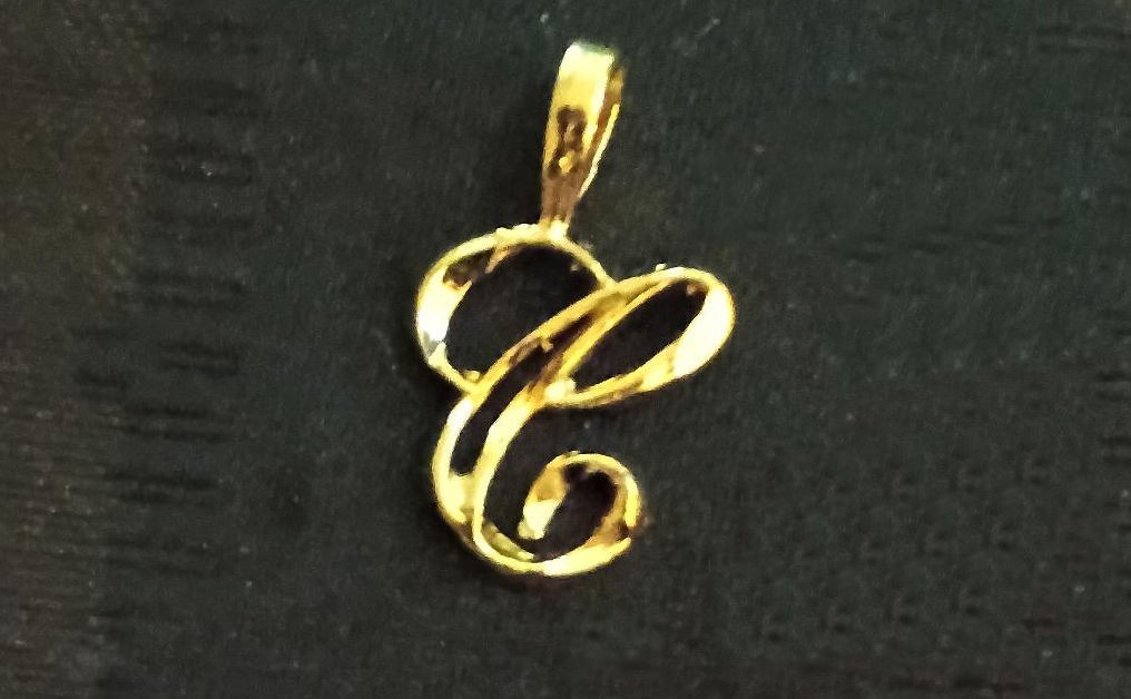 Gold Plated Initial Pendant 24k Yellow Gold Cursive Letters A to Z Diamond-Cut