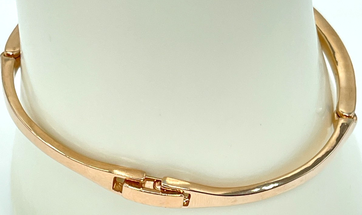 Bracelet Rose Gold Tone Hooked Bangle w/Multicolor Crystals 7″